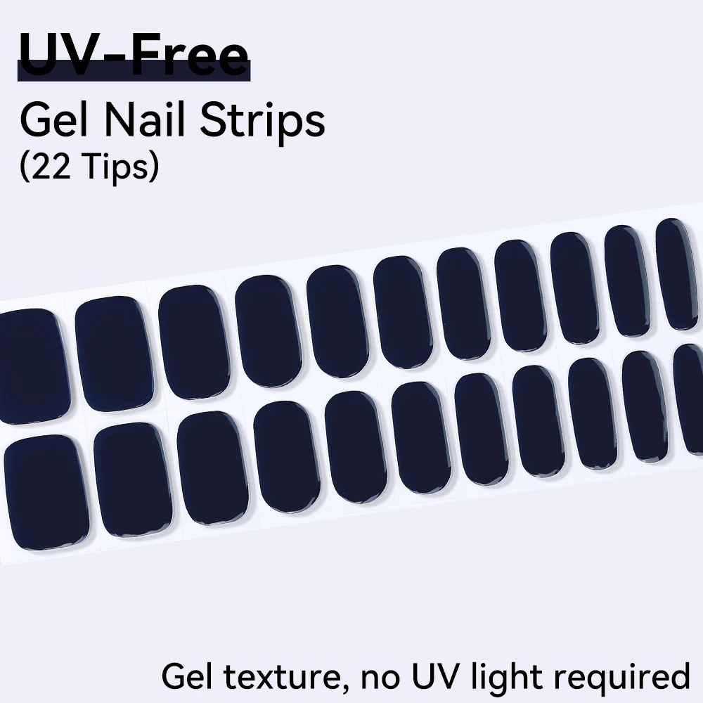 22Tips Dark Solid Color Full Coverage Gel Nail Strips UV-Free Gray Glitter Tip with Pink Hearts & Leopard Print Brown Nail Wraps
