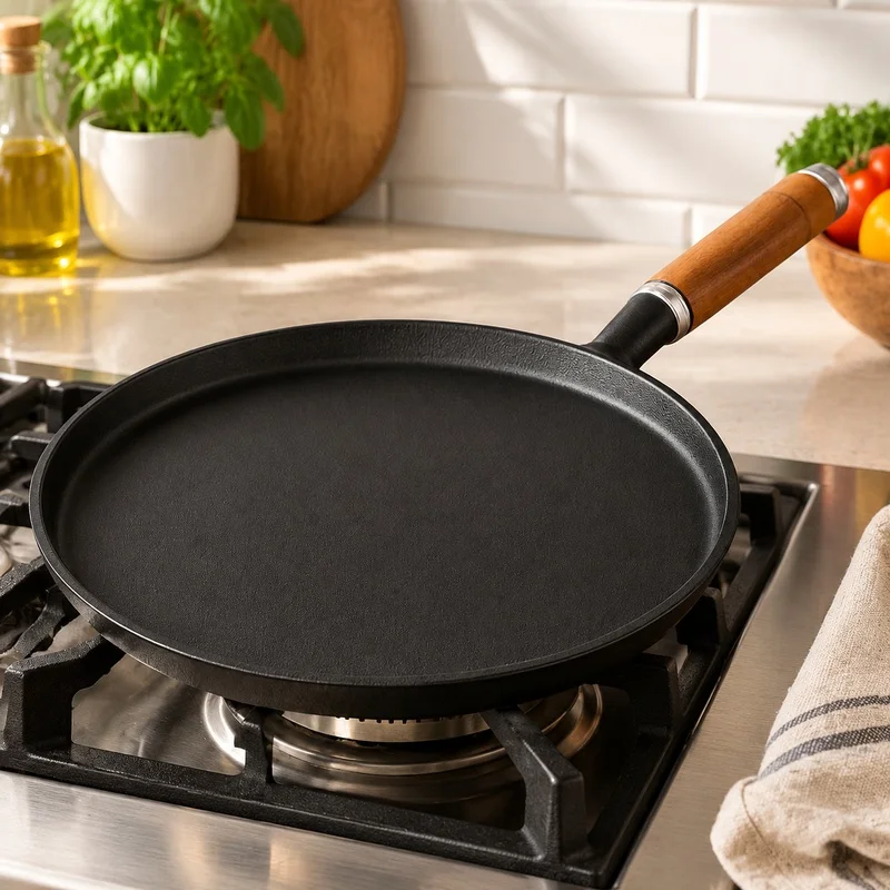 Heavy-Duty Cast Iron Frying Pan for Gas and Induction Cooktops, Perfect for Cooking Eggs, Pancakes, Crepes, and Steaks