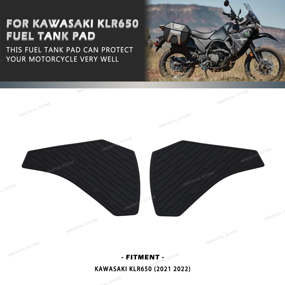 Fuel Tank Pad Sticker For Kawasaki KLR650 2021 2022 Anti-slip Scratch-resistant Rubber Knee Grip Protector Decal Tankpad