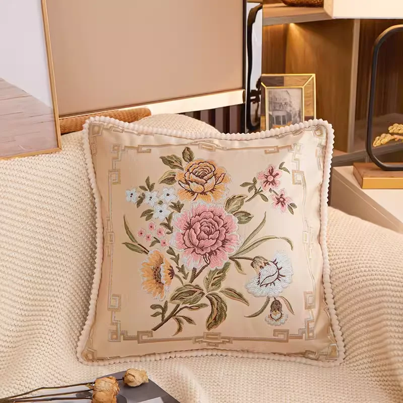 

European Style Jacquard Elegant Floral Decorative Cushion Cover For Sofa Home Classic Pillowcase