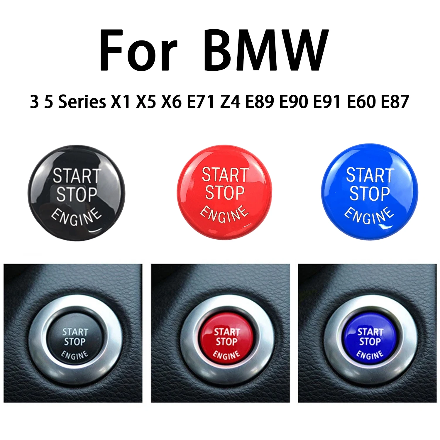 Car Engine Start Button Replacement Cover Stop Switch for BMW E87 E60 E83 E84 E89 E90 E91 E92 E93 Car Interior Button Cover