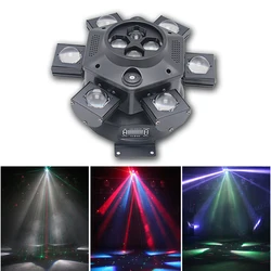 RGBW LED Moving Head Light, 6-em-1, som ativado, DMX 512 para DJ, Disco Stage Party, Pub de música, 6 braços, 6in 1