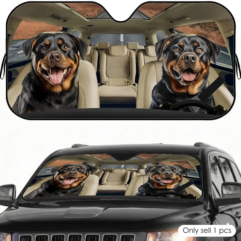 

Rottweiler Dog Driver Sun Visor Reusable Aluminum Foil UV Protector Heat Five-Layer Insulation Windshield Sunshades