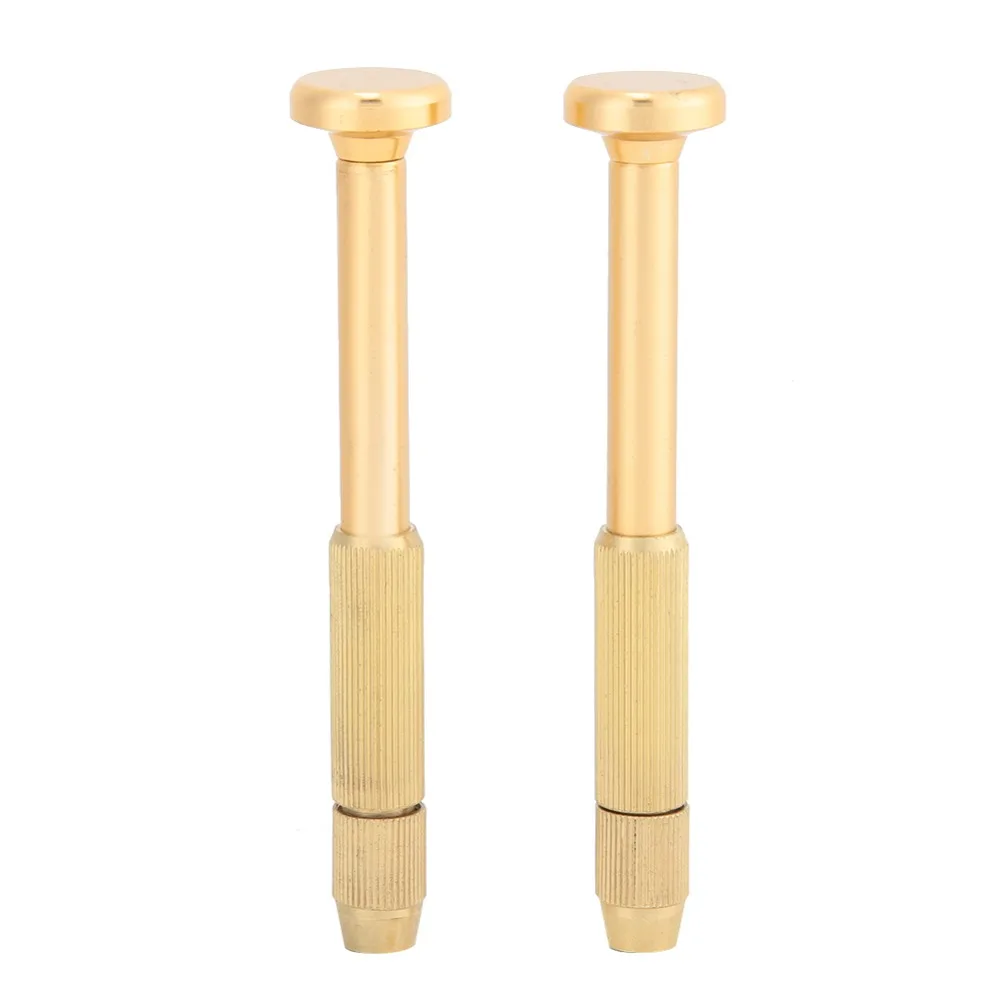 2Pcs Professional Gold Screwdriver Handle Copper Length 8.3cm Eyewear Screwdriver Set Bit Holder for Watch Repairing