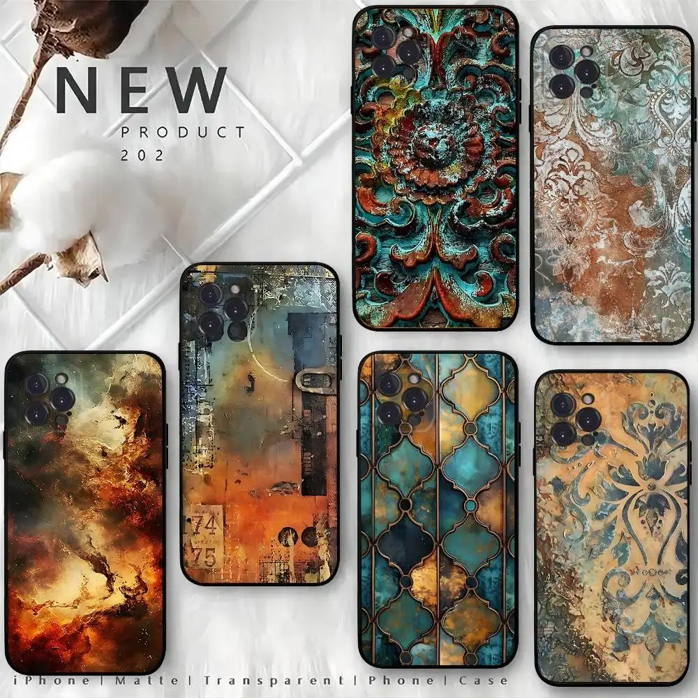 

Retro Industrial Style Rusty Phone Case For iPhone 17,16,15,14,13,12,Pro,Max,Plus,E,SE4,Air,Mini Black Soft Box