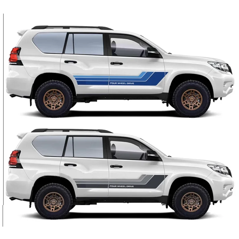 Retro Modified Side Sticker Stripe Waist line Brown Decal Graphics Blackout Vinyl Precut Wrap for  Cruiser 150 Prado LC150