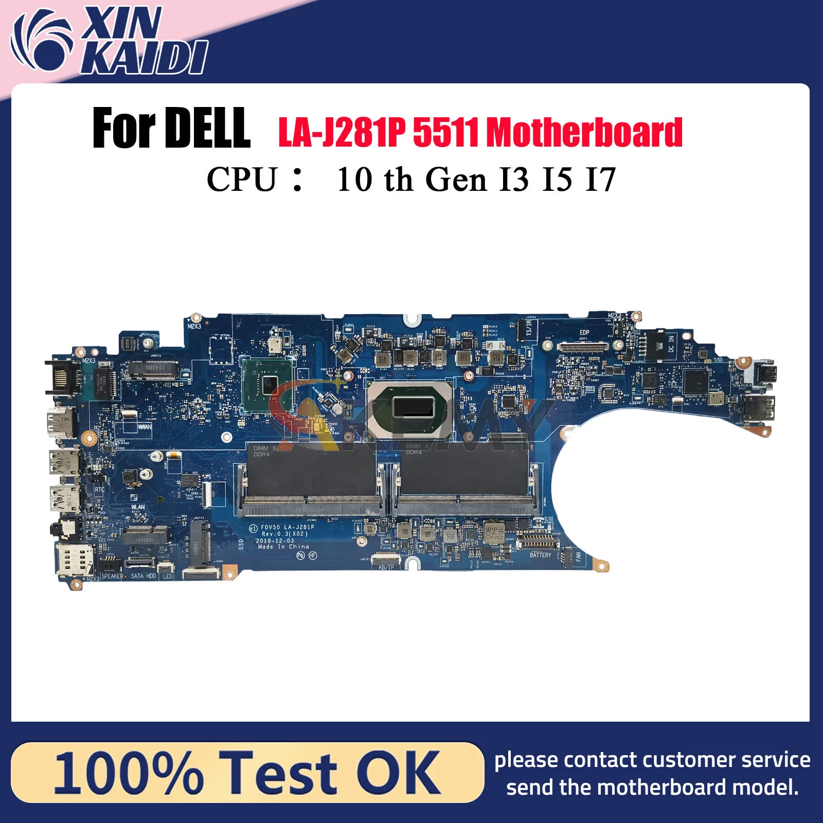 

Материнская плата для ноутбука Dell 5511 FDV50 LA-J281P с 10-м процессором I5 I7 CN-09XKR8 CN-093YRG CN-0JK8G1 CN-0C33CM 100% протестировано, ОК