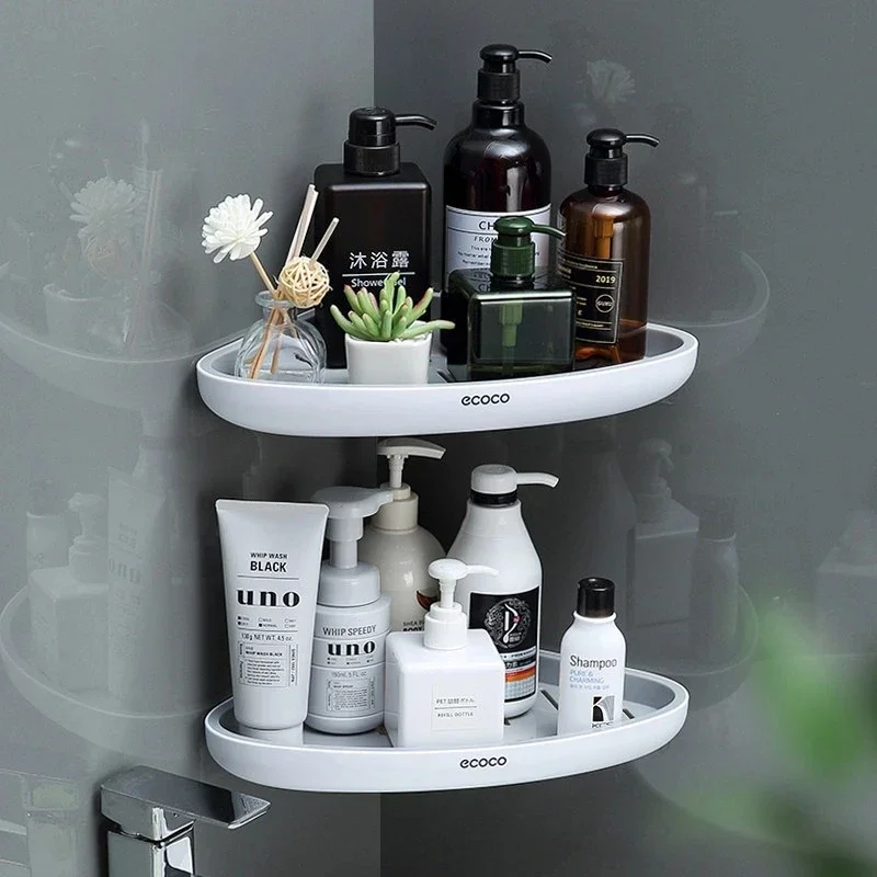 

Triangular Corner Bathroom Shelf Wall-Mounted Storage Rack Lotions Storage Kitchen Organizer For Bathroom Accessories Holder