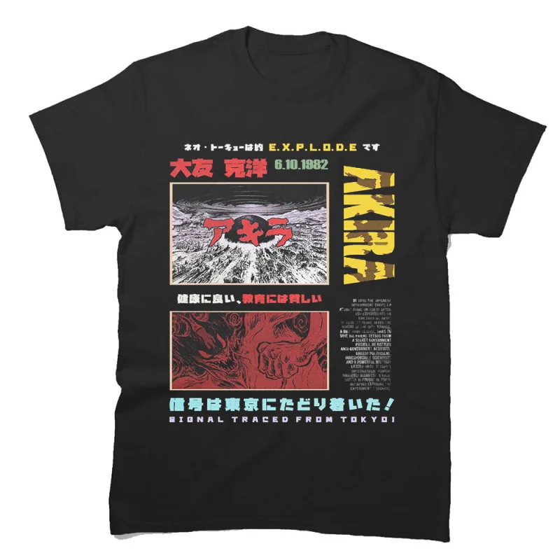 

Akira Good For Health Vintage Anime T Shirt Cyberpunk Manga City explosion Graphic clothes cyber mecha Neo-Tokyo Streetwear