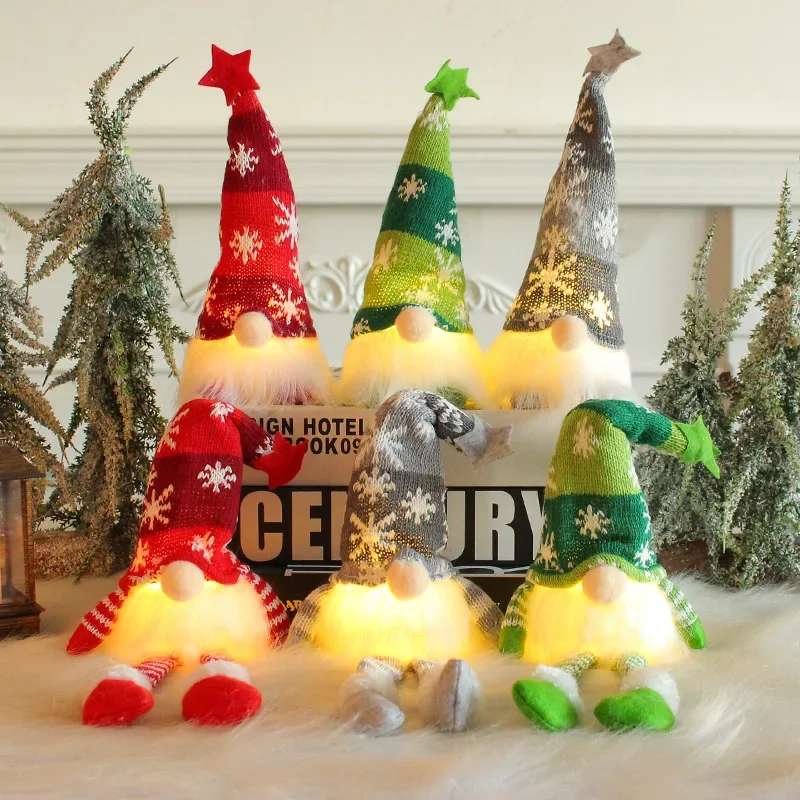Kerst LED Glow Faceless Gnome Doll Kerst Kid Geschenken Nieuwjaar Kerstman Hanger Kerstornamenten voor huisdecoratie