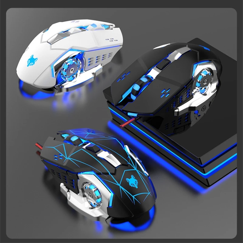 Gaming Mouse RGB Lighting Wired Gamer Mouse 6 Keys 4 Level 3600 DPI Adjustable Fast Accurate Click H3 Multimedia Side Keys Ergon