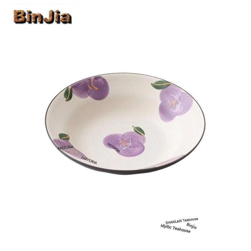 BAEJORIA Powder Yin Hand-painted Camellia Pot Bearing Holder Zisha Pot Dessert Serving Trays Dry Brew Table Tea Tray Coasters