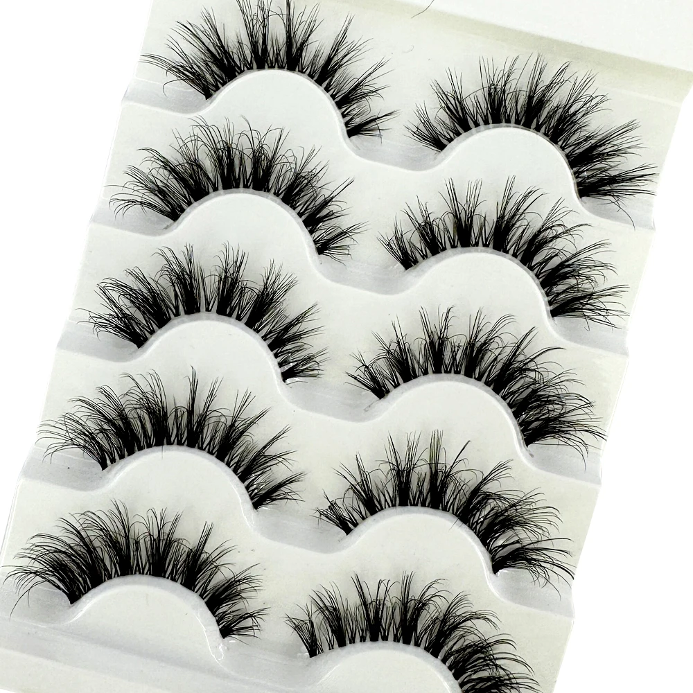 NEW 5pairs Mink Eyelashes Clear Band EyeLashes Crisscross Transparent Band False Eyelashes Handmade Dramatic Lashes Upper Lash