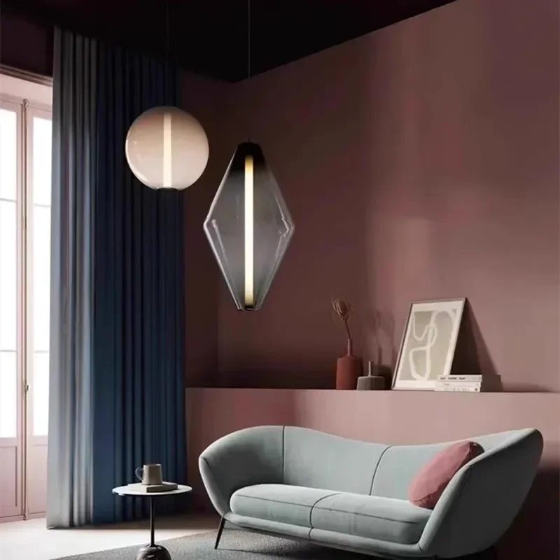 Nordic Minimalist Restaurant  LED Pendant Light  Modern Designer Glass Restaurant Small Pendant Light  Including Light Source