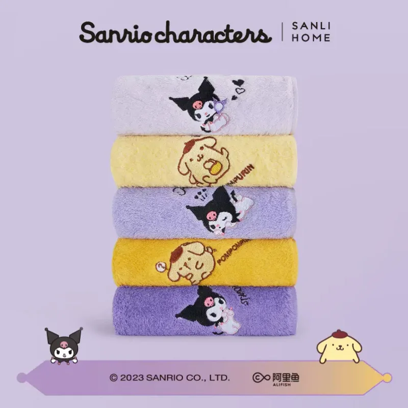 New Sanrio Kuromi Pompom Purin Cartoon Animation Kawaii Wash Towel Carryable Outdoor Holiday Gift Decoration for Girls and Kids