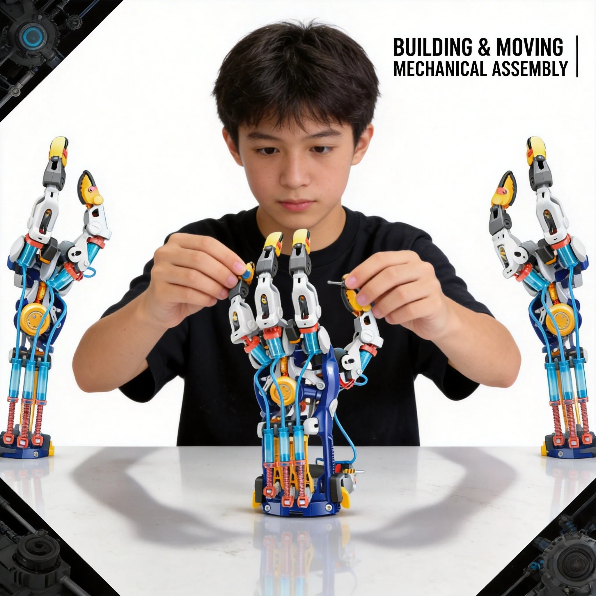 

STEM Mechanical Hand Model Kit - Educational Building Blocks with Hydraulic Rod Structure - Physics Teaching Aid for Classrooms