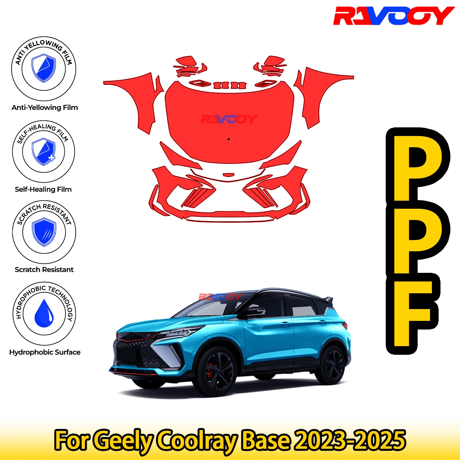 

For Geely Coolray Base 2023-2025 Glossy Matte Black Precut front PPF Kit Paint Protection Film