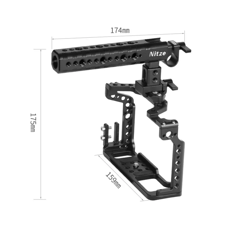 Nitze CAMERA Cage Kit X-T2/X-T3 with HDMI Cable Clamp Handle Baseplate and Rods Camera Cage Stabilizer for Fujifilm