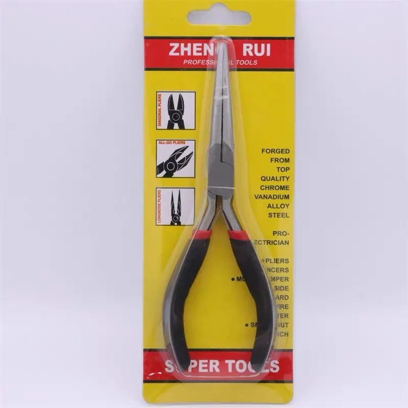 Long Nose Pliers 45#Steel Hand Tools Electrician Repair Tools Stripping Cutting Clamping Wire Cutter Multi-function