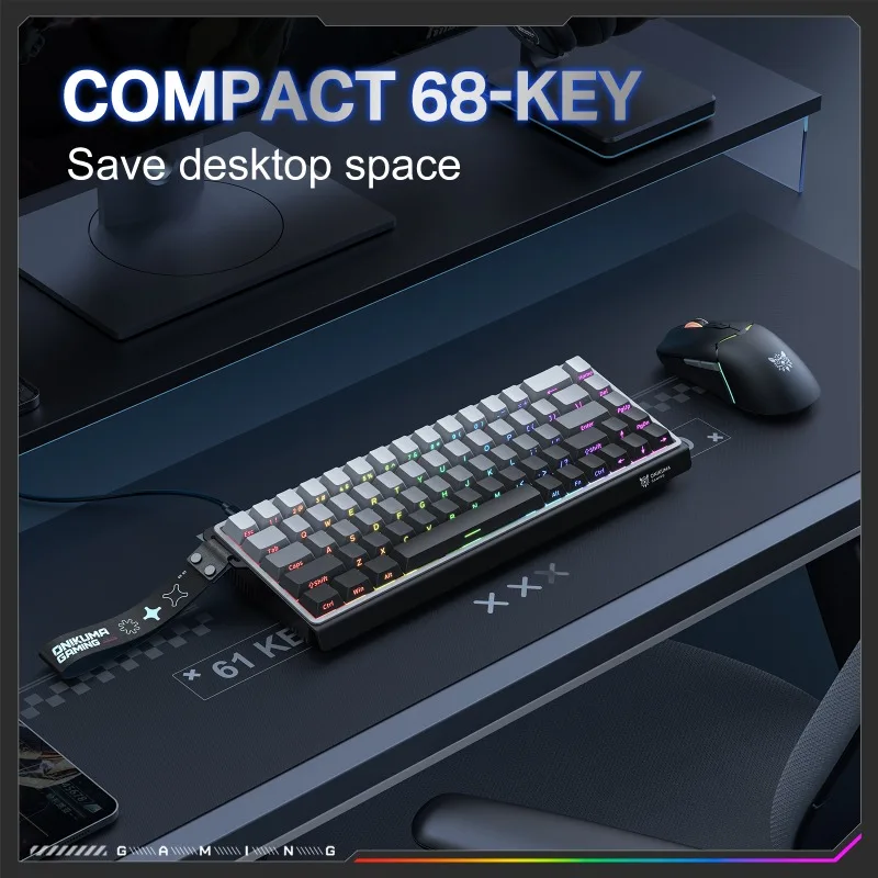 ONIKUMA G69 Magnetic Switch Mechanical Keyboard 68 Keys Wired 8KHz Scan Rate Low Latency 0.125ms RGB Backlit Gaming Keyboard