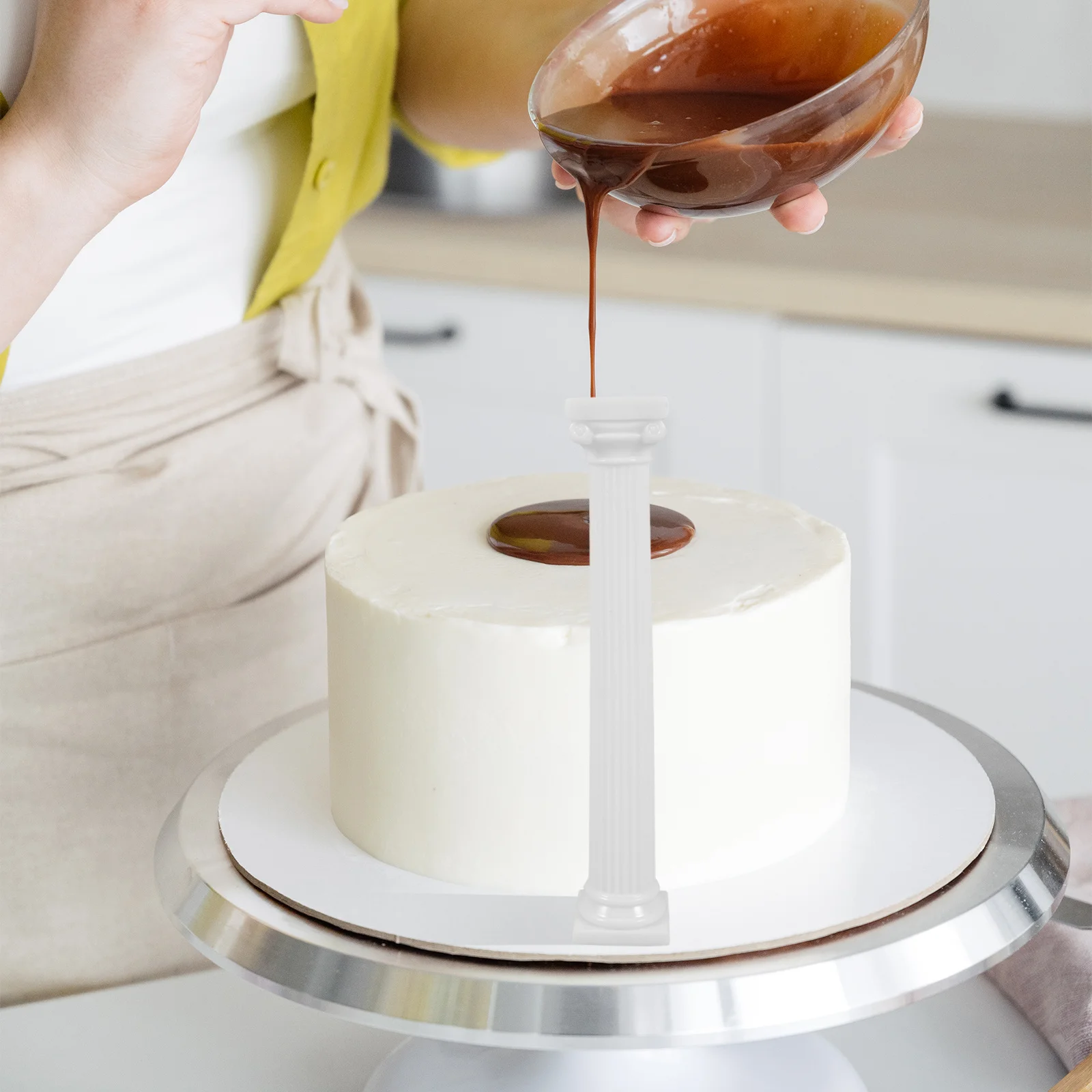 เสาคอลัมน์พลาสติกสำหรับวางเค้ก 12 ชิ้น สไตล์โรมัน สำหรับตกแต่งเค้กแต่งงานแบบวินเทจ หลายชั้น