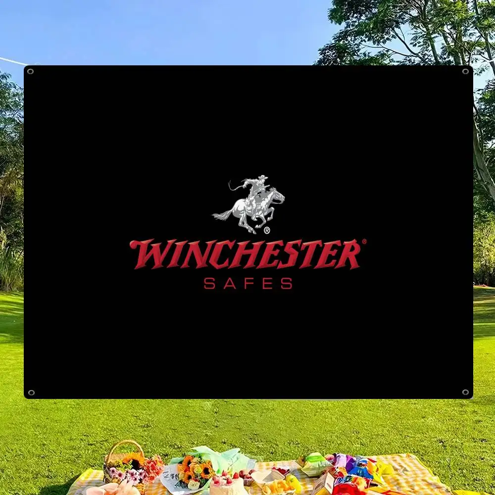 Winchester logo Small Size Cheerleading Banner Hand Pulled Flag Outdoor Atmosphere Flags