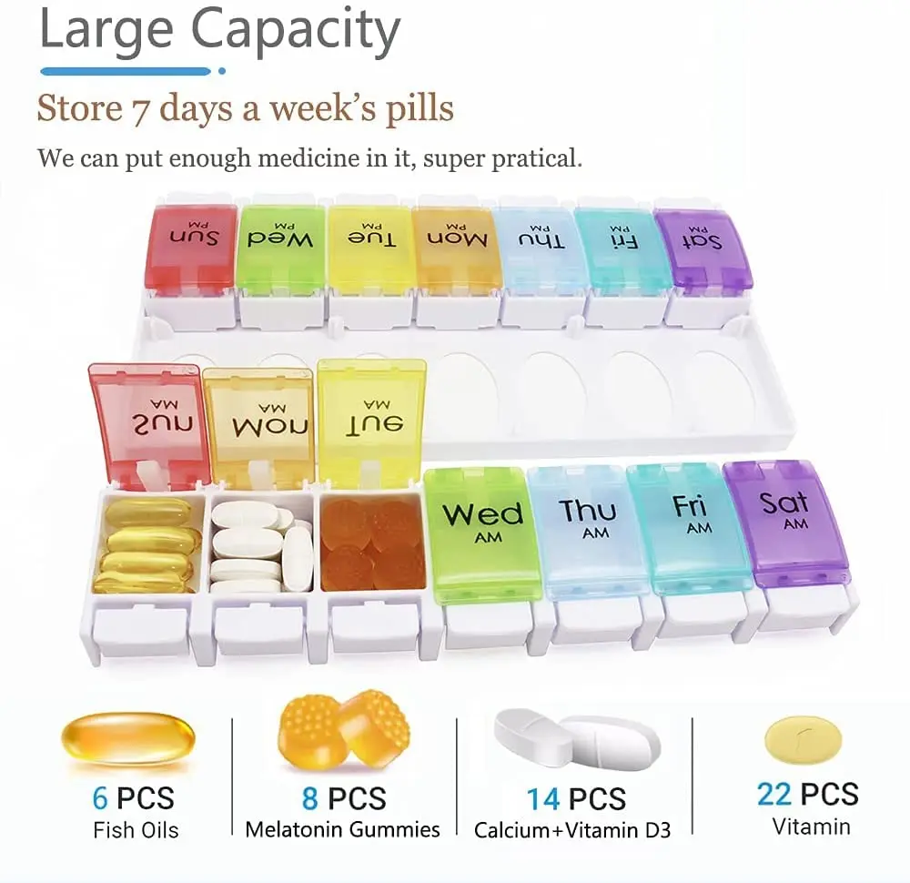 Small Medicine Box Packaging Mini Storage Box 7 days Large Capacity Portable Portable Medicine Dispenser