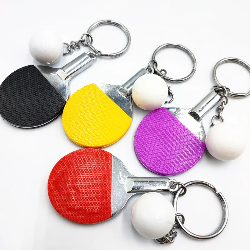 Fashion Ping-pong Racket Keychain Creative Simulation Table Tennis Bat with Ball Charm Key Chain for Handbag Purse Car Keyrings