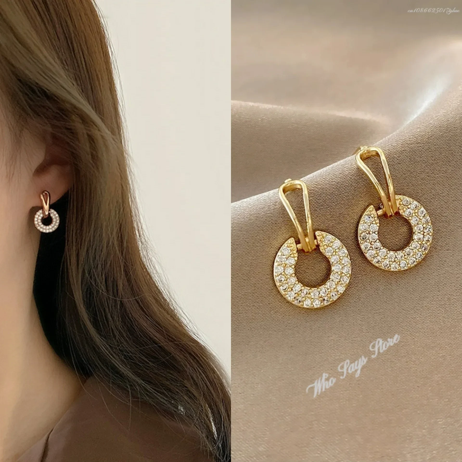 925 Sterling Silver Female Luxury Crystal Round Stud Earrings Vintage Wedding Jewelry White Zircon Stone Earrings Wholesale