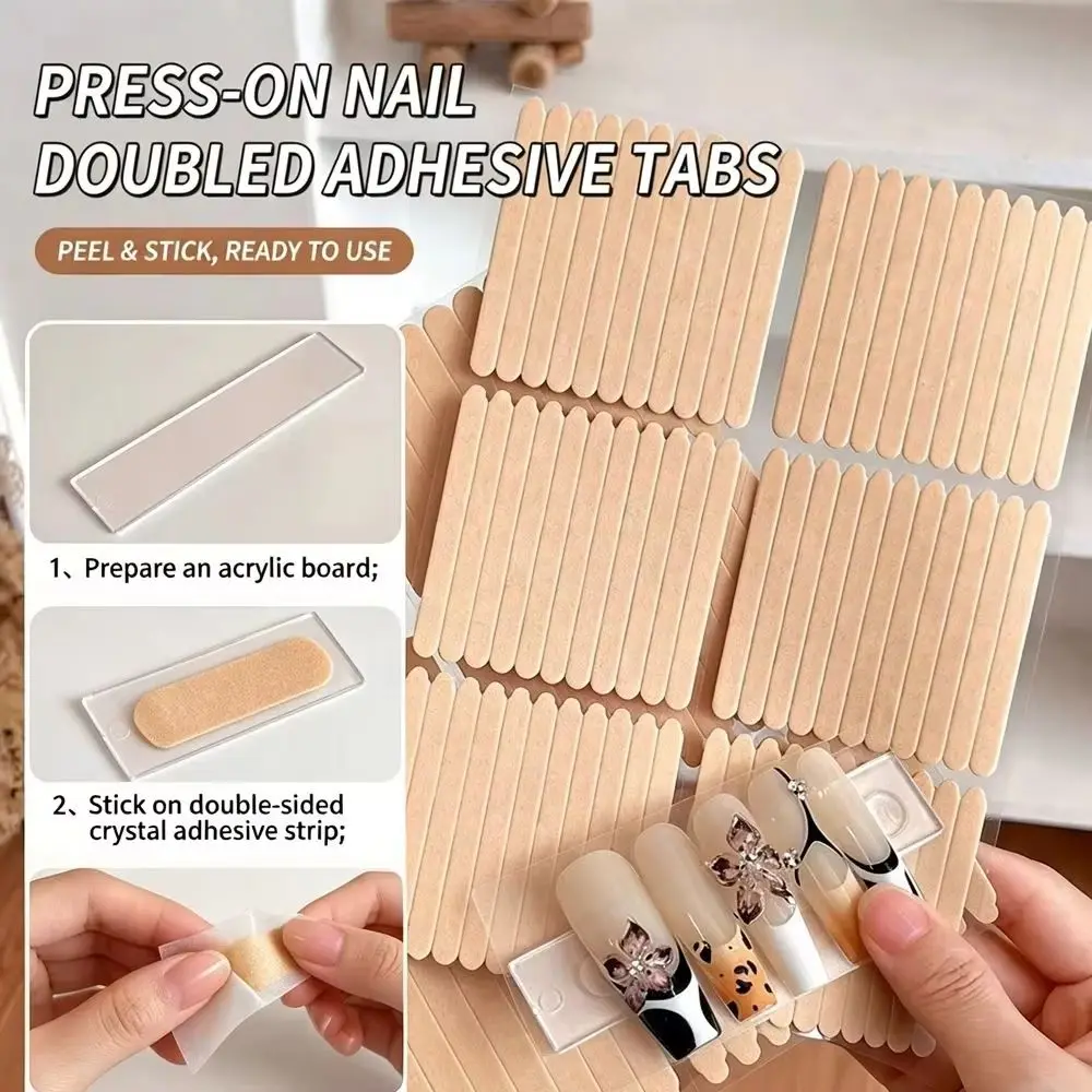 60/66Pcs Double Sided Nail Display Tape Sticker Clear Mounting Tape Strips for Press on Nails Nail Art Display Boards Salon Use