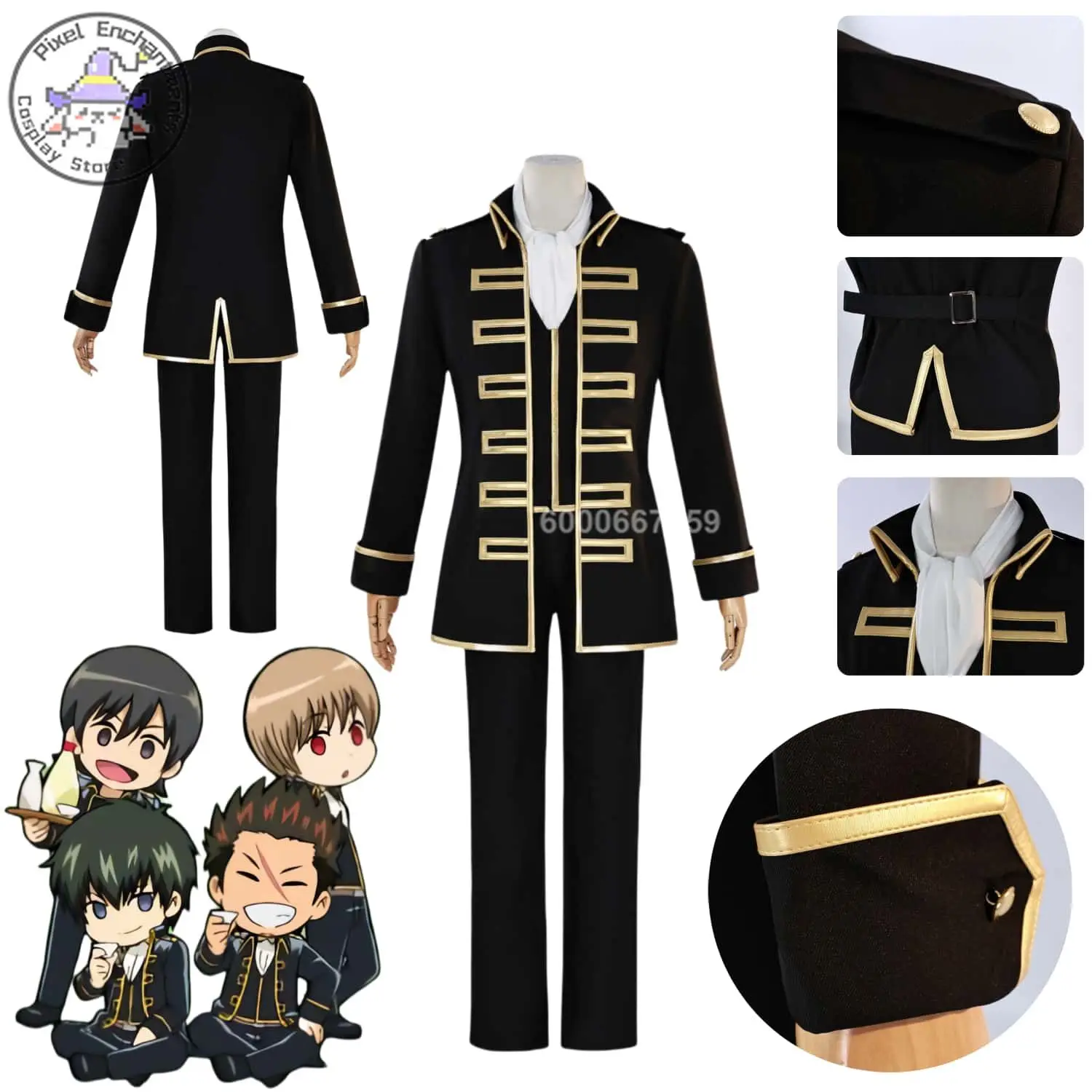 

Anime Shinsengumi Cosplay Anime Hijikata Toushirou Role Playing Okita Sougo Costume Black Uniform Suits for Men Adult Comic Con