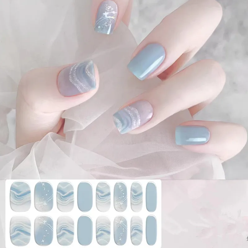 

Dot Hearts Semi-Cured Nail Wraps Simple Color Adhesive Full Cover Stickers for Nails UV Lamp Need Press On Nails DIY Manicure