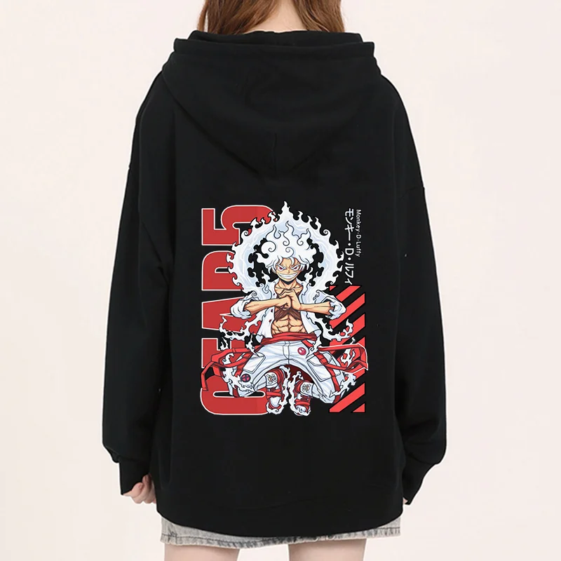 Moletons anime de peça única para homens e mulheres, Luffy Gear 5, roupas de RPG, moletons casuais de rua, outono e inverno