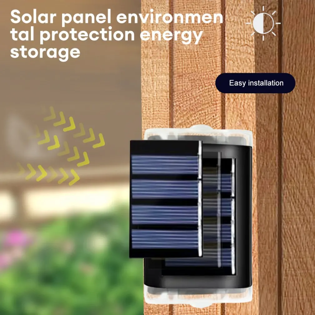 Lampa ścienna na energię słoneczną na zewnątrz 4LED ciepła, jasna wodoodporny w górę i w dół światło balkon podwórko ogrodowe światła dekoracyjne kinkiet
