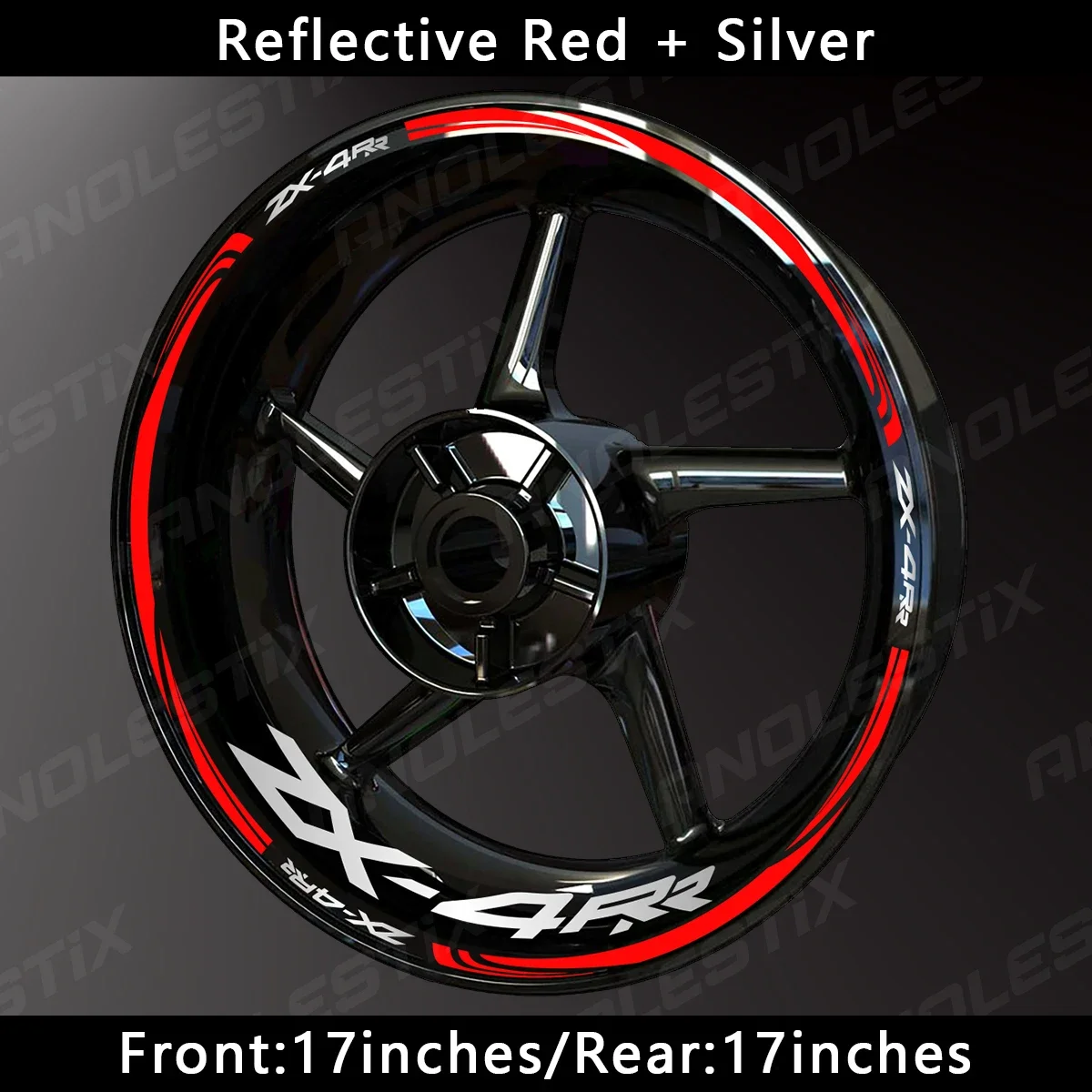AnoleStix Reflective Motorcycle Wheel Sticker Hub Decal Rim Stripe Tape For Kawasaki Ninja ZX-4RR ZX4RR