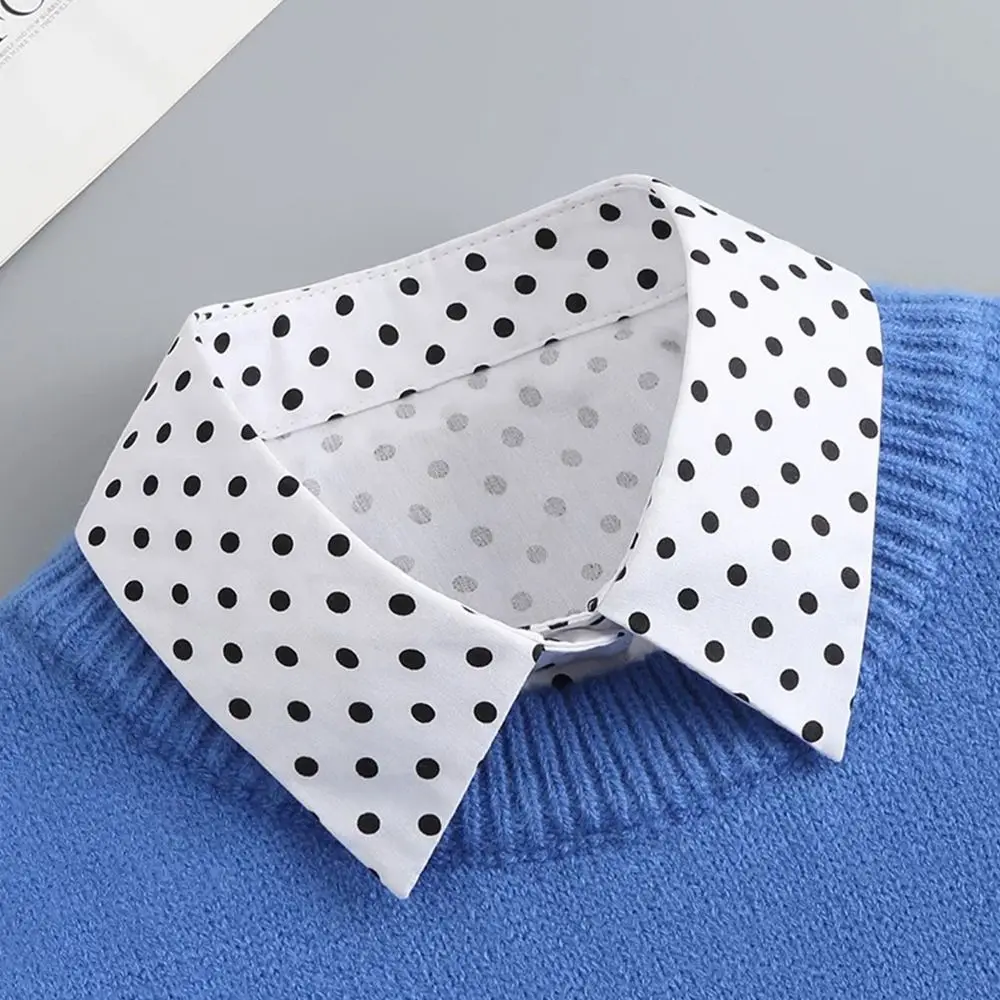 Women Clothes Accessories Dots Fake Collar Detachable Cotton False Collar Stand Up Collar