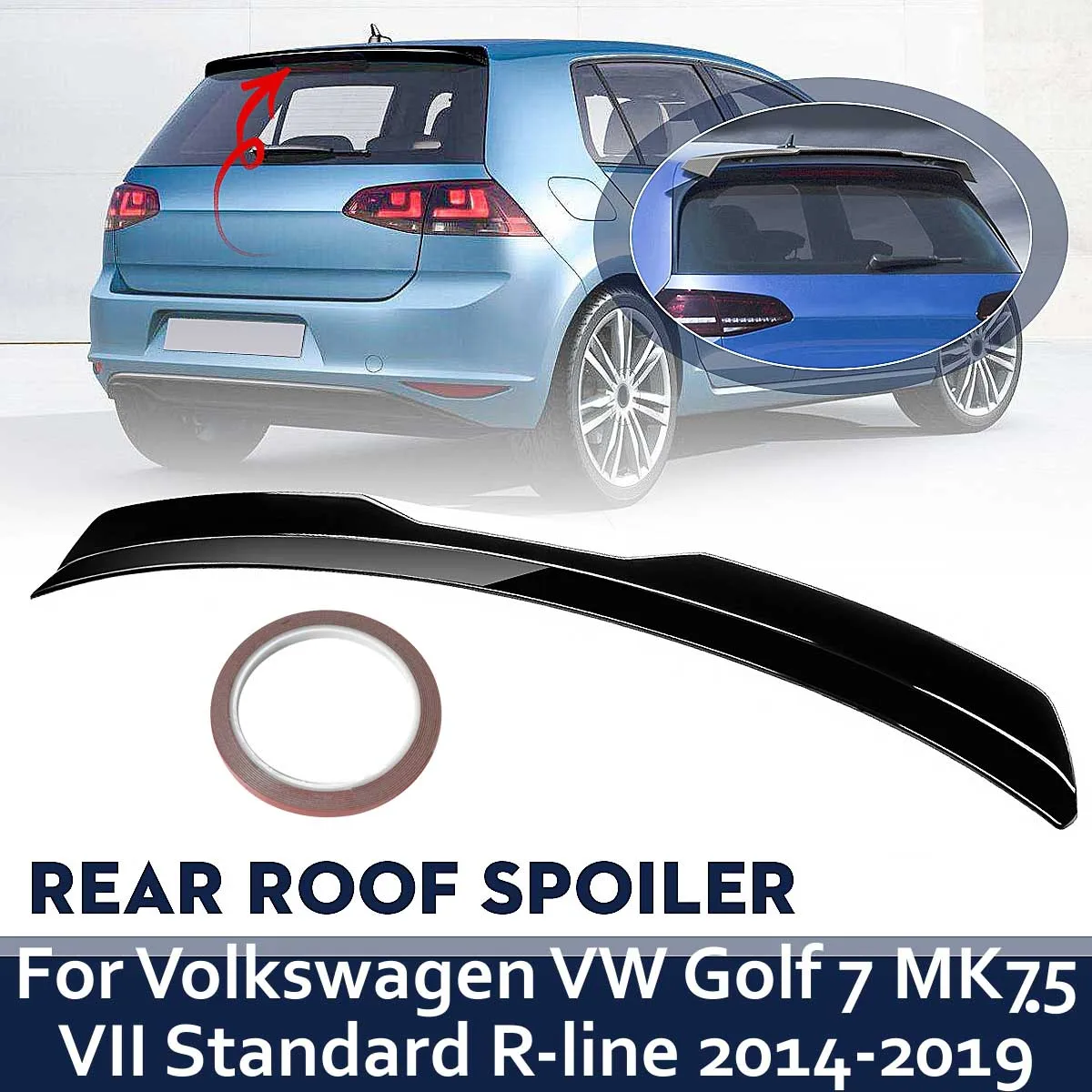 Gloss Black Carbob Fiber Rear Roof Spoiler Wing For Volkswagen For VW For Golf 7 MK7.5 VII Standard R-line 2014-2019