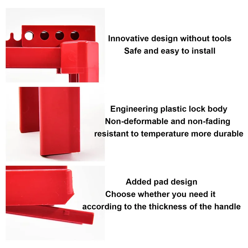 ABJN-3X Ball Valve Locking, Adjustable Ball Valve Locking Device, Small, For 1/2Inch-2-1/2Inch Outer Pipe Diameter, Red