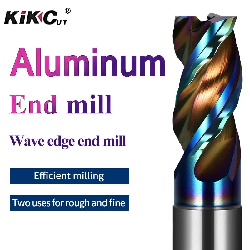 1PC Wave-Edge Efficiency Milling Carbide End Mill 3 Flute DLC Nano Coating Efficient Milling Cutter For Aluminum Cutting Tool