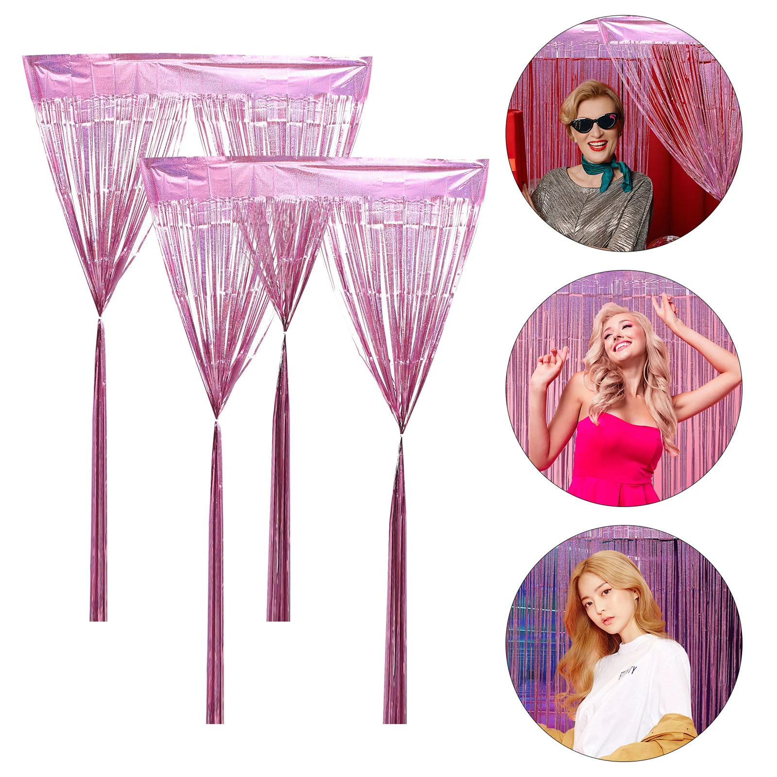 

2Pcs Tinsel Foil Fringe Curtains Durable Party Decoration Background Wall Tinsel Fringe Curtain Wedding Birthday