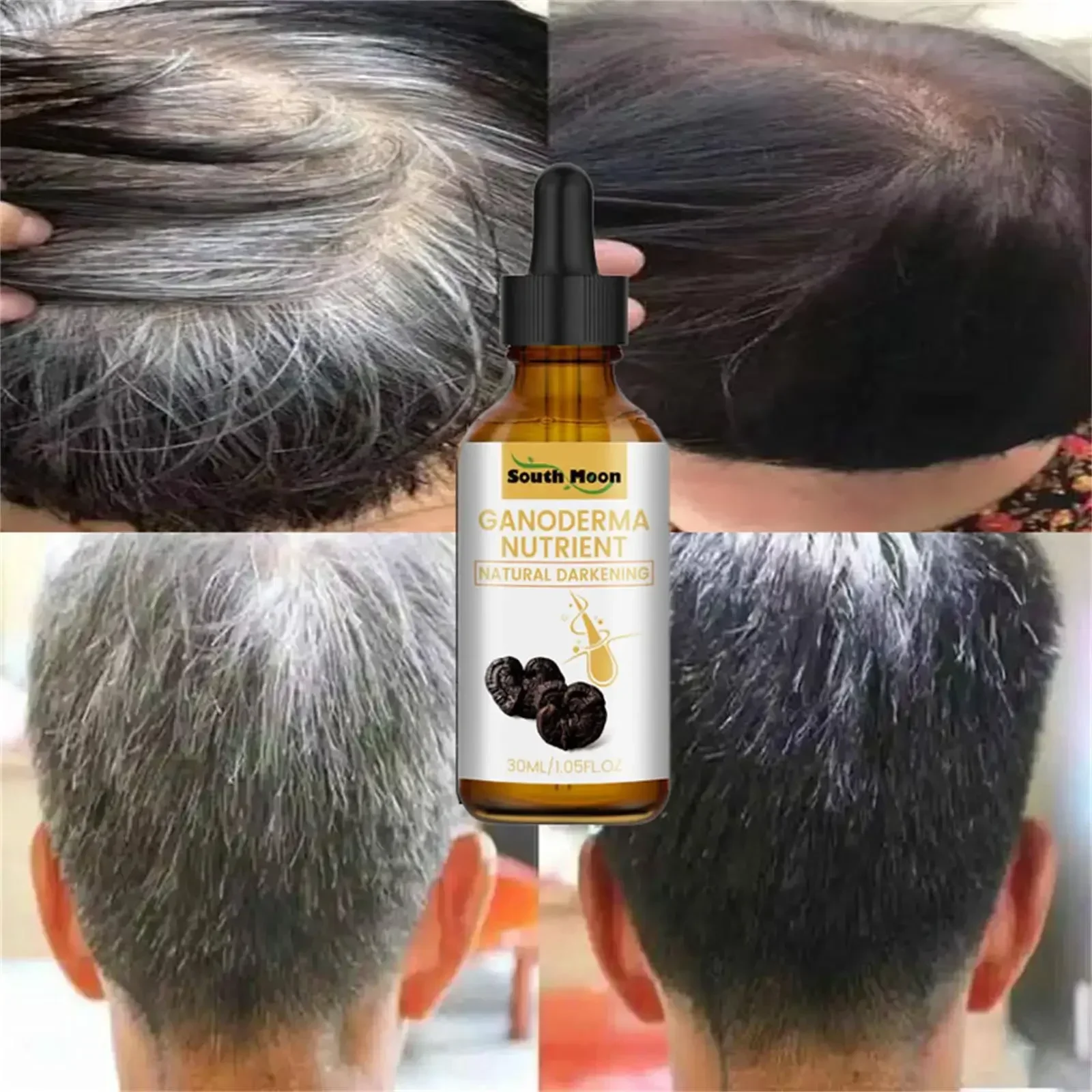 10PCS Gray White Hair Treatment Serum Liquid White To Black Natural Color Repair Nourish Product Anti Loss Hair Care Men Women