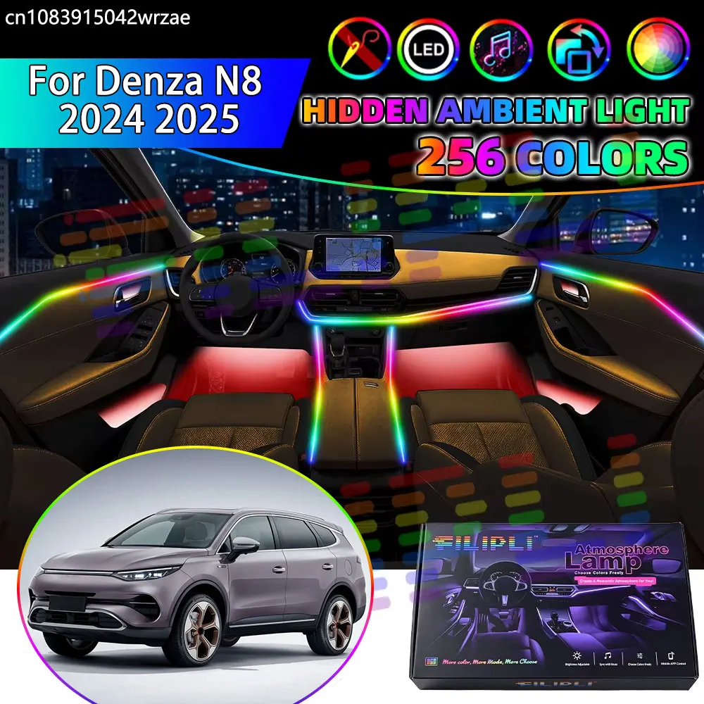 For Denza N8 2024 2025 MK1 1th EV DM-P RGB Car Interior Ambient Lights Strips Breathing Lighting Kit App Control LED strips Auto
