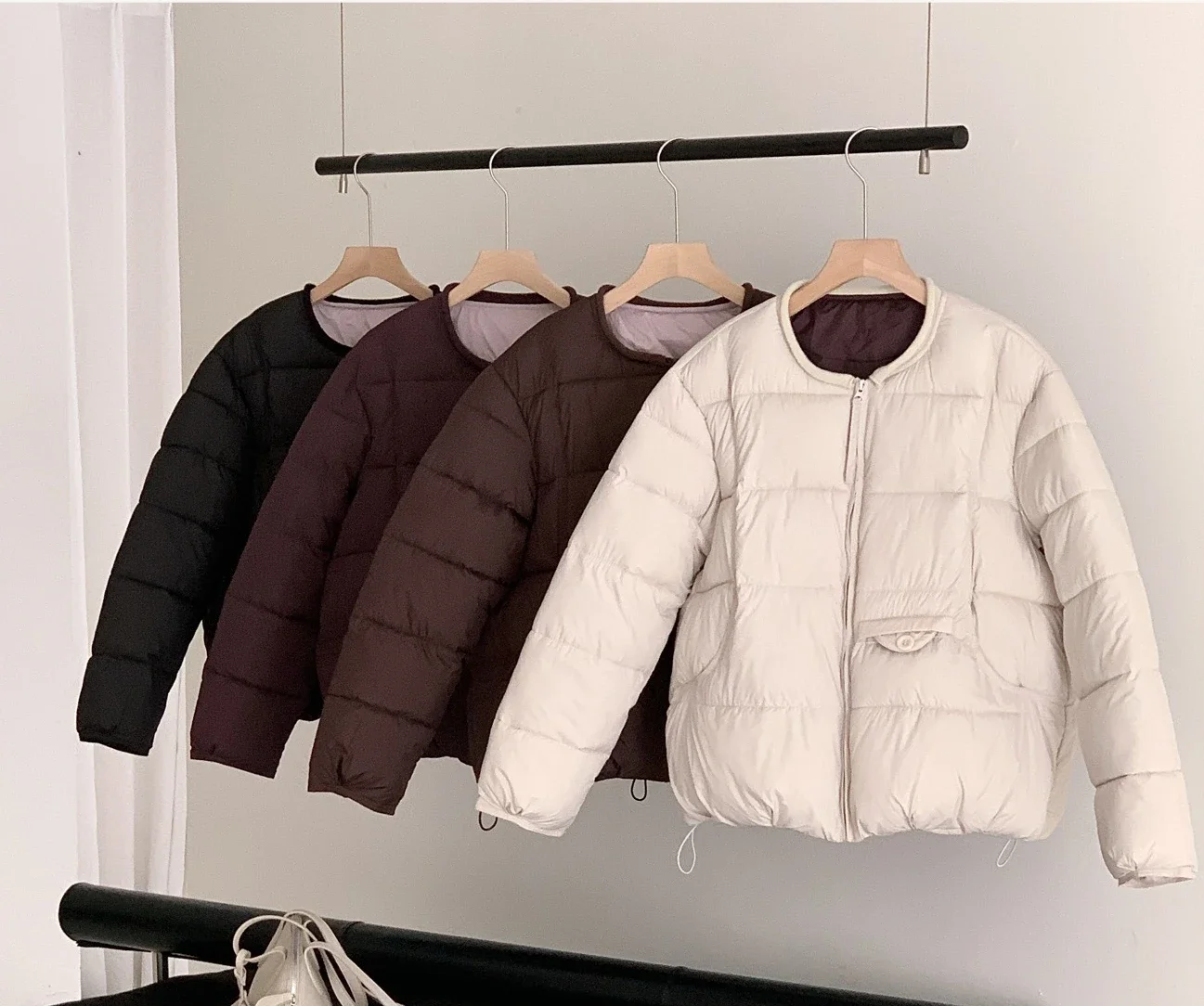2026 Winter Women's Jacket Korean Patchwork Zipper Stylish Parkas Minimalist Versatile Coat Warm O-Neck Cotton Padded Outerwear