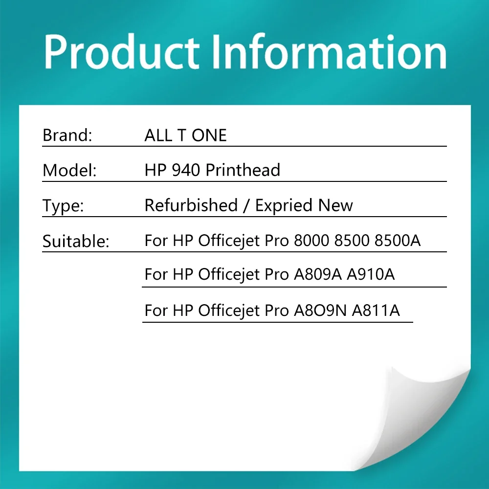 สินค้าใหม่สำหรับ C4901A C4900A HP 940สำหรับ HP Designjet Pro 8000 8500 8500A A809A A910A A8O9N A811A เครื่องพิมพ์940หัว cabeça