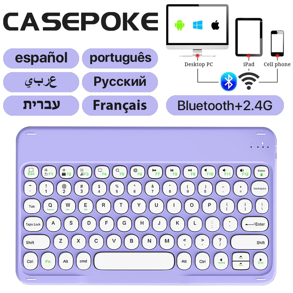 CASEPOKE  For iPadRound Key Silent Multilingual Keyboard For Samsung Google  Computer Cellphone the Wireless Keyboard and Mouse