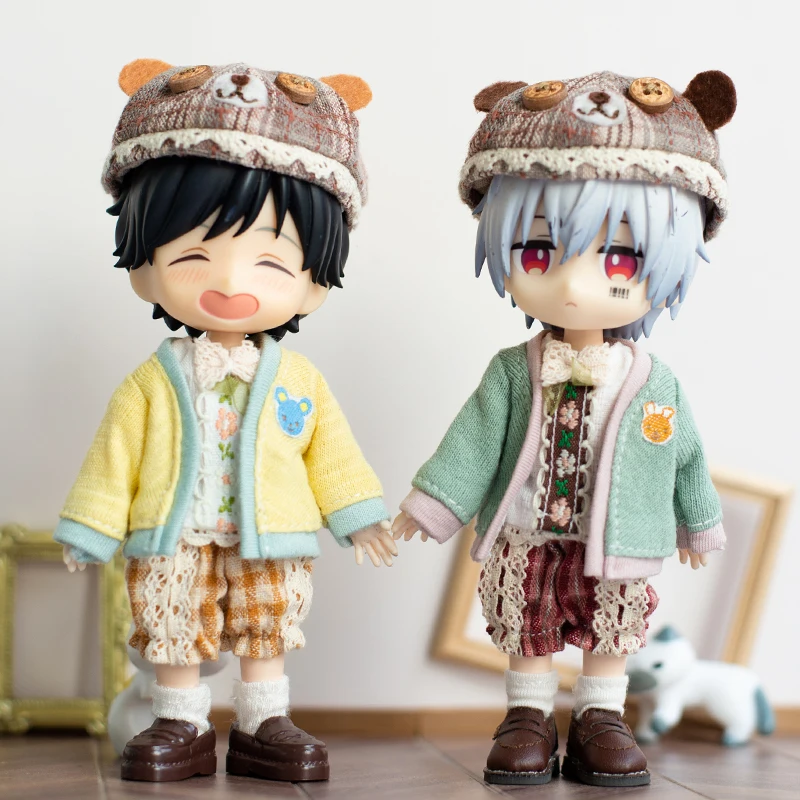 

Sensy Ob11 Doll Clothes Cute Knitted Cardigan Bear Hat Ins Suit For Nendoroids, Obitsu11, Molly, Ymy, Ufdoll, Gsc, Penny Dolls