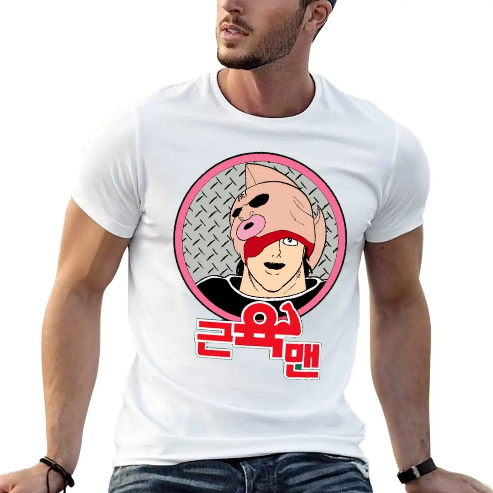 Muscle Kinnikuman Unmasked (Korean Version) Kinnikuman T-shirt Crewneck Movement  Humor Graphic Tees Novelty Home USA Size