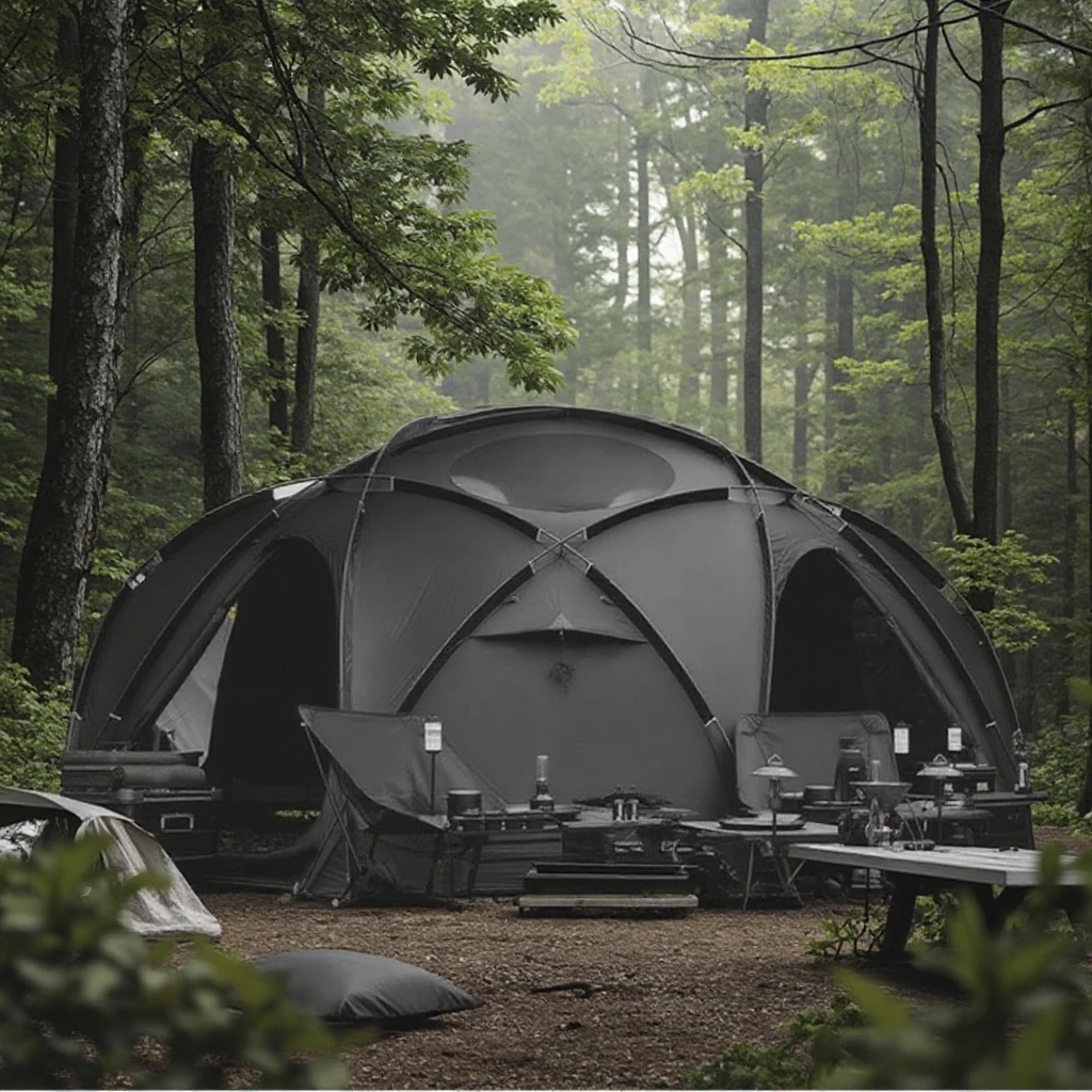 High-Quality Outdoor Stylish Design Luxury Portable Foldable All-Season Family Aluminum Pole Canvas Dome Tent