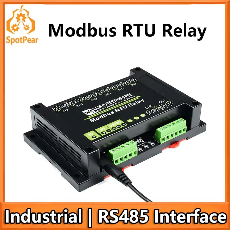Waveshare Industrial Modbus RTU 8-ch Relay Module with RS485 Interface Multi Isolation Protection Circuits
