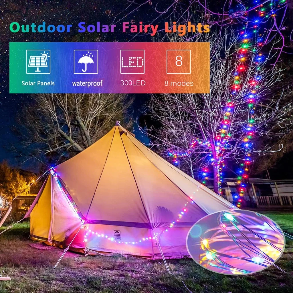 Led solar luz ao ar livre à prova dwaterproof água lâmpada de corda de fadas para guirlanda festa de natal jardim casamento acampamento decoração